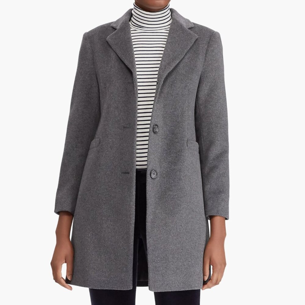 Lauren Ralph Lauren Gray Reefer Wool Blend Coat Size 8